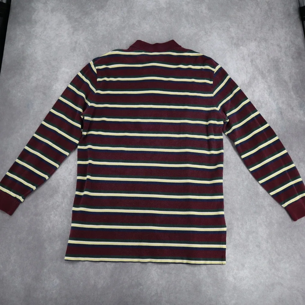 Vintage Polo Ralph Lauren Long Sleeve Striped Rugby Polo Shirt Mens M Preppy 90s